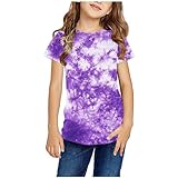 Dmmtot Kurzärmeliges T-Shirt für Mädchen, Sommer, trendiges Design, lässiger Rundhalsausschnitt, Baisc-T-Shirt, niedlich, Batik-Grafik, bunte T-Shirts, lustig, Geburtstagsparty, Alter 3–14 Jahre, #02
