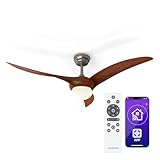 Klarstein Monteverde Deckenventilator Mit Beleuchtung & Fernbedienung – Smart App-Steuerung, Dimmbares Licht, 6 Geschwindigkeiten, Sommer & Wintermodus, 132cm, Walnuss