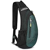 G4Free Leichte Brusttasche Sling Schulter Rucksäcke Nette Umhängetasche Dreieck Pack Rucksack zum Wandern Radfahren Reisen oder Multipurpose Tagepacks, Schwarz und Dunkelgrün, S