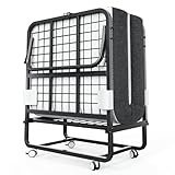 CAIYUN Klappbett 100x190cm Erwachsene mit ca.13CM Matratze aus Gedächtnisschaum Gästebett Klappbar Metallrahmen Klappbetten mit Rollen Reisebett Faltbares Metallbett Stabil bis 200 kg belastbar