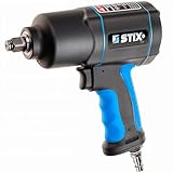 STIX Schlagschrauber Druckluft STT-17 1/2' - Max. Lösemoment 1700 Nm - Druckluftschrauber mit Hochleistungs-Doppel-Hammer-Schlagwerk und Vibrationsarm