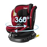 Reecle 360 Drehbar i-Size Kindersitz mit ISOFIX 40-150 cm (0-36 kg) Reboarder, ab Geburt -12 Jahre, ECE R129 (i-Size, Rot)