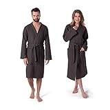 Möve Homewear Kimono Waffelpiquée in Gr. XL aus 100 % Baumwolle, graphite