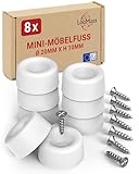 LouMaxx Mini-Möbelfüße 8 Stück Ø 20mm H 10mm - Möbelbeine Kunststoff für Kommoden Schränke Regale - Bodenabstandshalter mit 8 Schrauben Made in EU