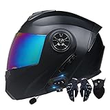 Helm Motorrad Modularer Bluetooth-Helm Klapphelm Full Face Motorradhelm mit ECE Zertifiziert Damen Herren Integralhelme Motorrad Integrierter Roller-Helm Mofa Helm Moped-Helm