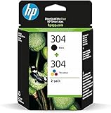 HP 304 (3JB05AE) Multipack Original Druckerpatronen 1xSchwarz,1x Farbe für HP DeskJet 26xx, 37xx, ENVY 50xx, Standard, 2 Count (Pack of 1), 120 Seiten (Schwarz)