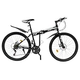 26“ Zoll Mountainbike, Scheibenbremsen, 21-Gang-Schaltung Fahrrad - faltbar, Mountainbike mit Stoßdämpfer für Männer und Frauen
