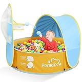 Peradix 4 in 1 Baby Planschbecken mit Dach,Baby Zelt Pop Up Bällebad mit Basketballkorb(Kein Ball),Tragbare Baby Spielzelt Sonnenschutz Zelt für Jahre, Indoor Outdoor Strand Baldachin Zelt