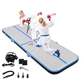 Bonnlo Airtrack Fitness-Matte, Aufblasbare Turnmatte, Gymnastikmatte mit Elektrischer Luftpumpe & Tragetasche, Tumbling Matten für Training/Yoga/Outdoor/Zuhause, Blau Aufblasbare Turnmatte,
