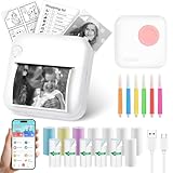 GuKKK Mini Drucker, Mobiler Fotodrucker, Tragbarer Mini Fotodrucker, Wireless Fotodrucker Thermodrucker, Smartphone Bluetooth Drucker, für Lernhilfe,Lernnotizen, Journal, Notizen, Journal (Rosa)