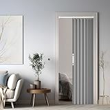 Magnetischer Türvorhang mit Verdunkelung, Faltbarer Raumteiler für Bad/Schlafzimmer/Wohnzimmer, Akkordeon-Design (gray)