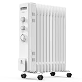 VonHaus Ölradiator mit 11 Rippen, Elektrischer Heizkörper für Homeoffice, Elektroheizung zum Schnellen Wärmen Jedes Raums, Mit Thermostat, 2,5 kW Ölheizer für Maximale Wärme (Weiß)
