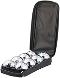 PEARL Boule Kugeln: Boule- & Boccia-Spiel: 8 Metall-, 1 Holz-Kugel, Abstandsmesser, Tasche (Boccia Kugeln, Metall, Geschenk Herren)
