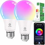 Woox Smart Lampe Alexa Glühbirne E27, Wlan Smart Lampe mit App, 10W Warmweiß Kaltweiß Lampe, RGB Leuchtmittel, Mehrfarbige Dimmbare Glühbirne,Sprachsteuerung mit Alexa, 2 Stück