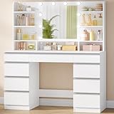 Hzuaneri Große Schminktisch mit LED-Beleuchtung, 10...