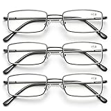 SKYWAY 3 Pack Lesebrille für Herren, Metallrahmen Blaulicht Blockierende Brillen, Leichte Blendschutz-Computerspielleser (Grau, 3.0)