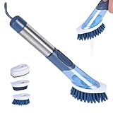 Masthome Spülbürste mit Spülmittelspender, Befüllbare Spülbürste, 4 Verschiedenen Ersatzköpfen,Geschirrbürste für Geschirr, Töpfe, Küchenspülen Reinigung, Multifunktional küchenbürste Reinigungsbürste