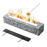 Bioethanol Tischkamin, KISKVV Tischfeuer aus Beton Outdoor und Indoor, Beton Zimmerkamin mit Löschhilfe für Balkon Garten Esstisch Zimmer Deko, Rechteckige Rußfrei Geruchslos Standkamin, Retro Grau