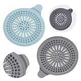 Alyvisun 2Pcs Silikon Abflusssieb mit Saugnapf, Haarfänger Dusche Abfluss Abdeckung, Duschablauf Haarsieb für Waschbecken, Badezimmer, Badewanne, Küche (Blau + Grau)