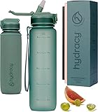 Hydracy Trinkflasche mit Strohhalm und Zeitmarkierung - 1L Wasserflasche - BPA-freie Trinkflasche - Auslaufsichere Sportflasche - Kondensationsfrei für Sport und Outdoor