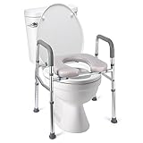 Toilettensitzerhöhung mit Armlehnen, WC Sitzerhöhung für Senioren, Senioren Toilettensitzerhöher mit Höhenverstellbaren, Erhöhter Toilettensitz, Passt auf jede Toilette, 158KG