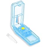 GeekerChip Tablettenteiler,pillenteiler,medikamententeiler,für Große und Kleine Tabletten,Medikamententeiler mit Aufbewahrungsfach,teilt Pillen exakt (Blau)