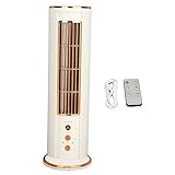 EOJDDPA Oszillierender Turmventilator, Schreibtisch-Tischventilator mit 3 Geschwindigkeitsstufen, Nachtlicht, leise Kühlung, persönlicher kleiner flügelloser Ventilator für Schlafzimmer,