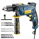 Enventor 750W Schlagbohrmaschine, Elektrische Bohrmaschine mit 9 ​​Stück Bohren, elektr. Drehzahlregelung, 360° Zusatzgriff, (Max. Bohr-Ø: Holz: 25 mm, Beton: 13 mm, Metall: 10 mm)
