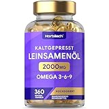 Leinöl Kapseln 2000mg | Omega 3 6 9 | 360 Hochdosiert Weichkapseln - 6 Monate Vorrat | Kaltgepresstes Softgels | Linseed Oil Capsules | by Horbaach