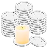 GBACHOOSE 24 Stück Kerzenteller Glas 10cm, Rund Kerzenuntersetzer Glas, Glasuntersetzer für Kerzen Glasuntersetzer Glas Klare Kerzenteller für Kerzen, Spa, Hochzeit, Party, Heimdekoration