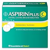Aspirin Plus C - Erkältungsmittel mit Vitamin C - wirkt schnell gegen erste Erkältungsanzeichen wie Kopf-, Hals- und Gliederschmerzen - 1 x 40 Brausetabletten