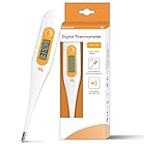 Digitales Fieberthermometer, Rektal, Oral, Achselthermometer Fieber Thermometer für Baby Kinder Erwachsene, Genaue und Schnelle Ablesungen, Wasserdichte Sonde, orange