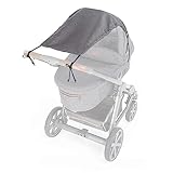 Zamboo Universal Sonnensegel DELUXE mit UV Schutz 50+ für Kinderwagen Babywanne - reißfester Baby Sonnenschutz mit Beschichtung und Rollo-Funktion - Melange Grau