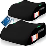 2er Set Kindersitzerhöhung ergonomisch Kinder 135-150 cm Sitzerhöhung Auto Sitz ECE R129 Bezug waschbar (Schwarz)