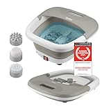 TZS First Austria - Fußsprudelbad Fußmassagegerät klappbar 450W mit 3 Aufsätzen & 8 Massagerollen - Fußbad mit Vibrations- & Luftblasenmassage, Infrarot- & Heizfunktion - Elektrische Fußbadewanne