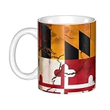 UDFKGLP Keramiktasse mit Maryland-Flagge im Vintage-Stil, für Cappuccino, Latte, Müsli, Joghurt, Milch, heiße oder kalte Getränke, Mikrowellenofen