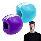 2 Stücke Jaw Trainer Ball, ZoneYan Jaw Trainings Gerät, Jawline Exerciser Gesichts, Neck Toning Fitnessball, Fitnessball für Hals, Kiefer Gesichtsstraffer, Übungsgerät Doppelkinn (Blau und Lila)