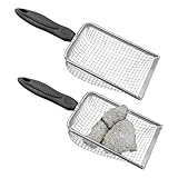 Runyu® 2 Stück Gartensieb Metall Kompostsieb Garten Sandsieb mit Rutschfester Griff, Edelstahl Durchwurfsieb 3,8mm und 5mm Masche Sieb für Erde Sand Steine Kompost