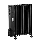 STAHLMANN Ölradiator ZR17 2500 Watt – Elektroheizung Energiesparend bis 50 qm Fläche – Heizung Elektrisch mit Thermostat und 3 Heizstufen – Elektrisches Heizgerät, Electric Heater Schwarz