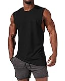 Tank Top Herren Ärmelloses Muskelshirts Gym Sport Unterhemd Männer Rundhals T Shirt Fitness Trägershirts Tee Top für Men Schwarz L