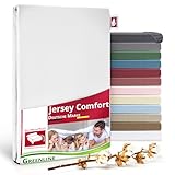 Greenline Spannbettlaken Premium Jersey aus 100% Baumwolle Greenline Weiß 90-100x200 cm bis zu 30 cm auch für Boxspringbetten, Spannbetttuch