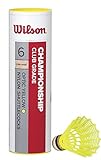 WILSON Badminton-Ball, Championship Shuttlecocks, 6-er Dose, 78 Grains, Gelb, Kunststoff/Naturkork, WRT6044YE78, Einheitsgröße