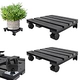 MAYTIIMO 2X WPC Pflanzenroller Eckig 30 x 30 cm 100 kg Tragkraft, Blumenroller mit Rollen Untersetzer Blumentopf Rollbrett Pflanzen Kübelroller für Außen- und Innenbereich, Anthrazit
