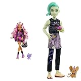 Monster High Mattel Clawdeen - Puppe mit Animal-Print-Pullover & HHK56 - bewegliche Deuce Gorgon Puppe, Haustier und Zubehör