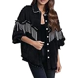 Luadnysin Cowgirl Kostüm Damen Outfit Cowboy Western Braune Weste Damen-Westen Lederweste Rock Ärmellose Sommer Fransen Boho Jacke Fransenweste Indianer Cowboyweste Festival Hippie Kleidung