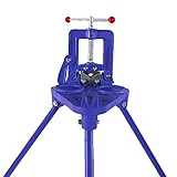 Robuster Rohrschraubstock Mit Dreibein, Öffnungsbereich 0.6-4Inch/0.4-3.1Inch, Geschmiedeter Schraubstock Mit Blauem Joch, Gusseisen-Rohrschraubstock Passend Für Zum Fixieren Von Rohren(Size:2#)