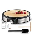 Cloer 6630 Crêpes-Maker, für süße oder herzhafte Crepes mit 30 cm Ø, 1200 W, Antihaftbeschichtung, inkl. Teigverteiler aus Holz und Wender, schwarz