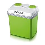 SEVERIN Elektrische Kühlbox (19 L) mit Kühl- und Warmhaltefunktion, 3 Anschlüsse fürs Auto (USB, Netzteil & Zigarettenanzünder), grün/grau, KB 2923