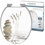 SCHÜTTE WC Sitz Holzkern BALANCE, Toilettensitz mit Absenkautomatik, passend für viele handelsübliche WC-Becken, max. Belastung der Klobrille 150 kg, Motiv Steine 80121