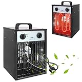 PEILU 3 kW Elektrische Heizgeräte Heizlüfter mit 4 Einstellbarer Heizstufen Überlastschutz Garten Elektroheizkörper Tragbare Elektroheizung Ventilatoren Elektroheizer mit Handgriff (Schwarz)